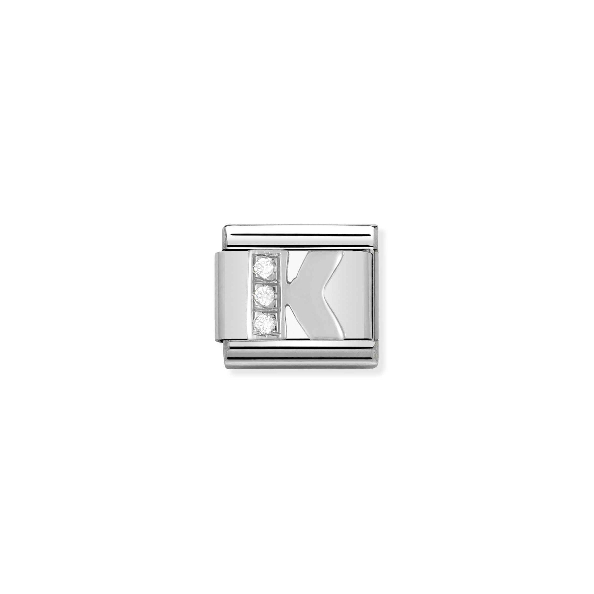 Nomination Composable Classic Charm Buchstabe K - Edelstahl, Sterling Silber, Zirkonia