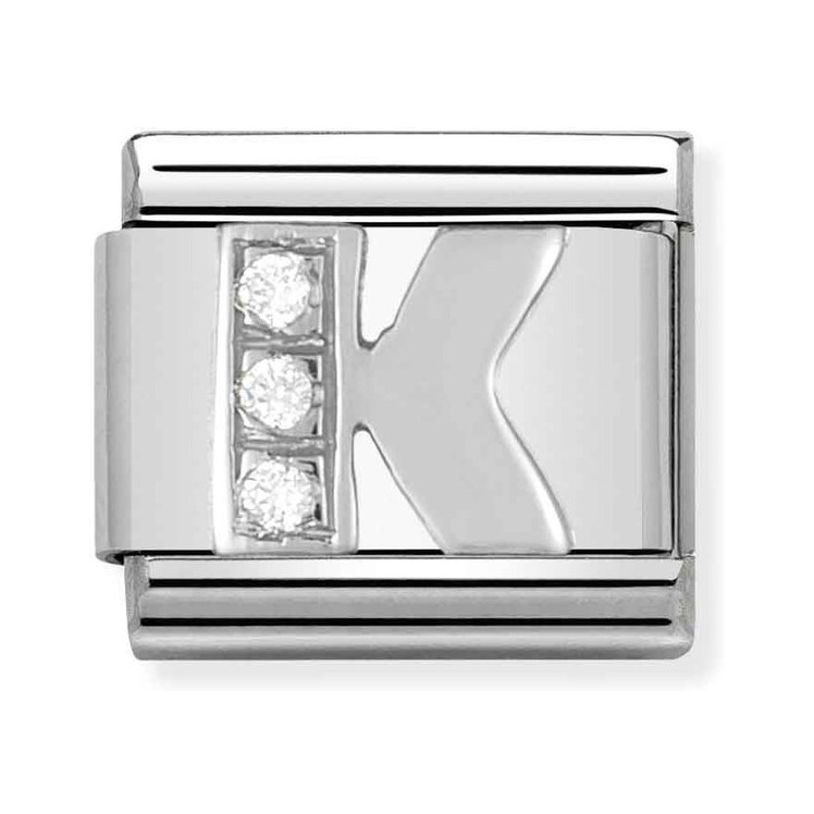 Nomination Composable Classic Charm Buchstabe K - Edelstahl, Sterling Silber, Zirkonia