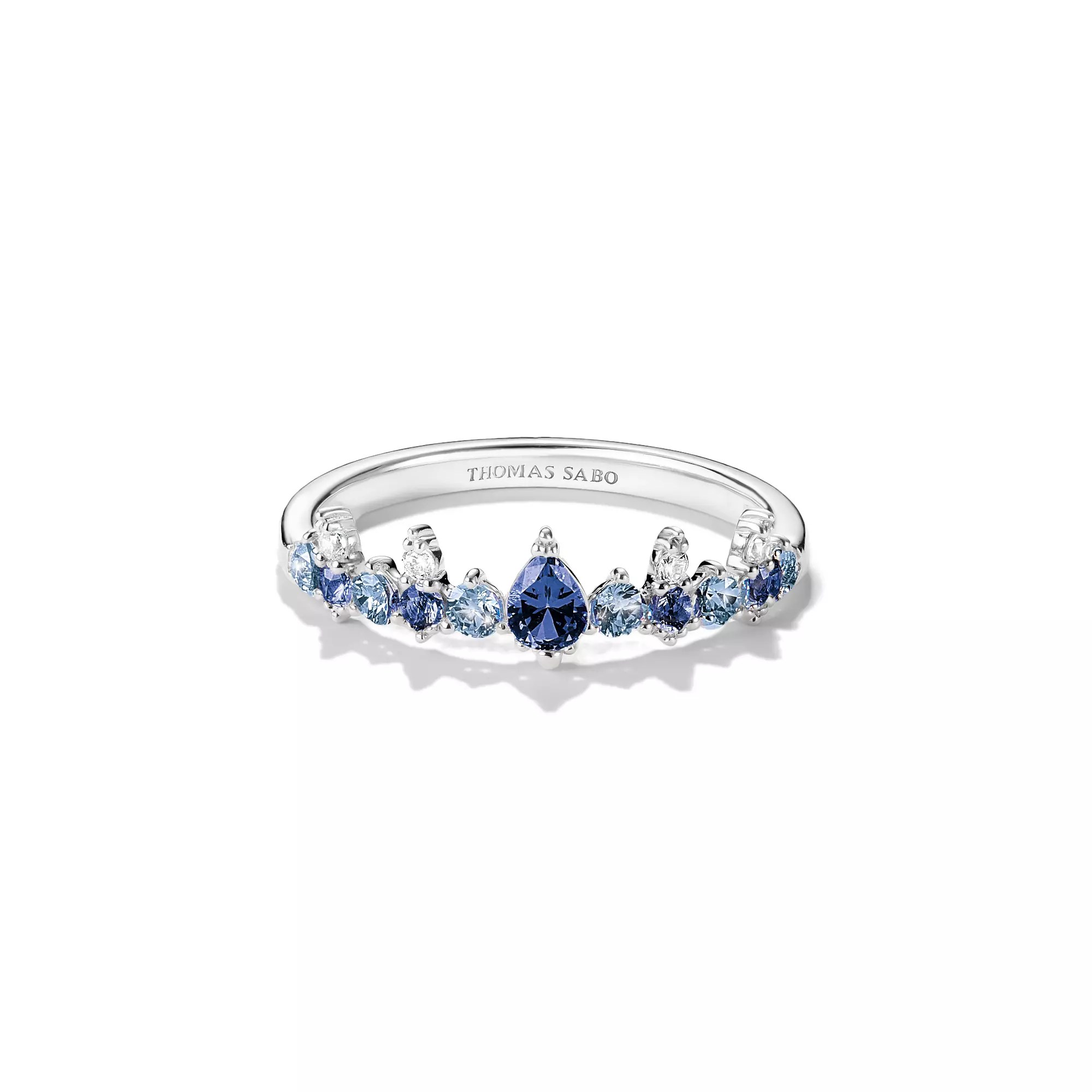 Thomas Sabo Ring mit blauen Steinen – Silber – Zirkonia – 5,6 mm hoch – Ansicht 3