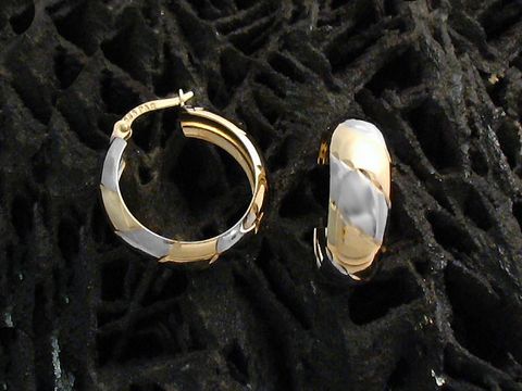 Creolen 2 cm Gold 585 bicolor für Frauen, poliert, von Juwelier Harnisch, bis 25 mm, elegantes Design mit Glanz und einem modernen Look, ideal für jeden Anlass.