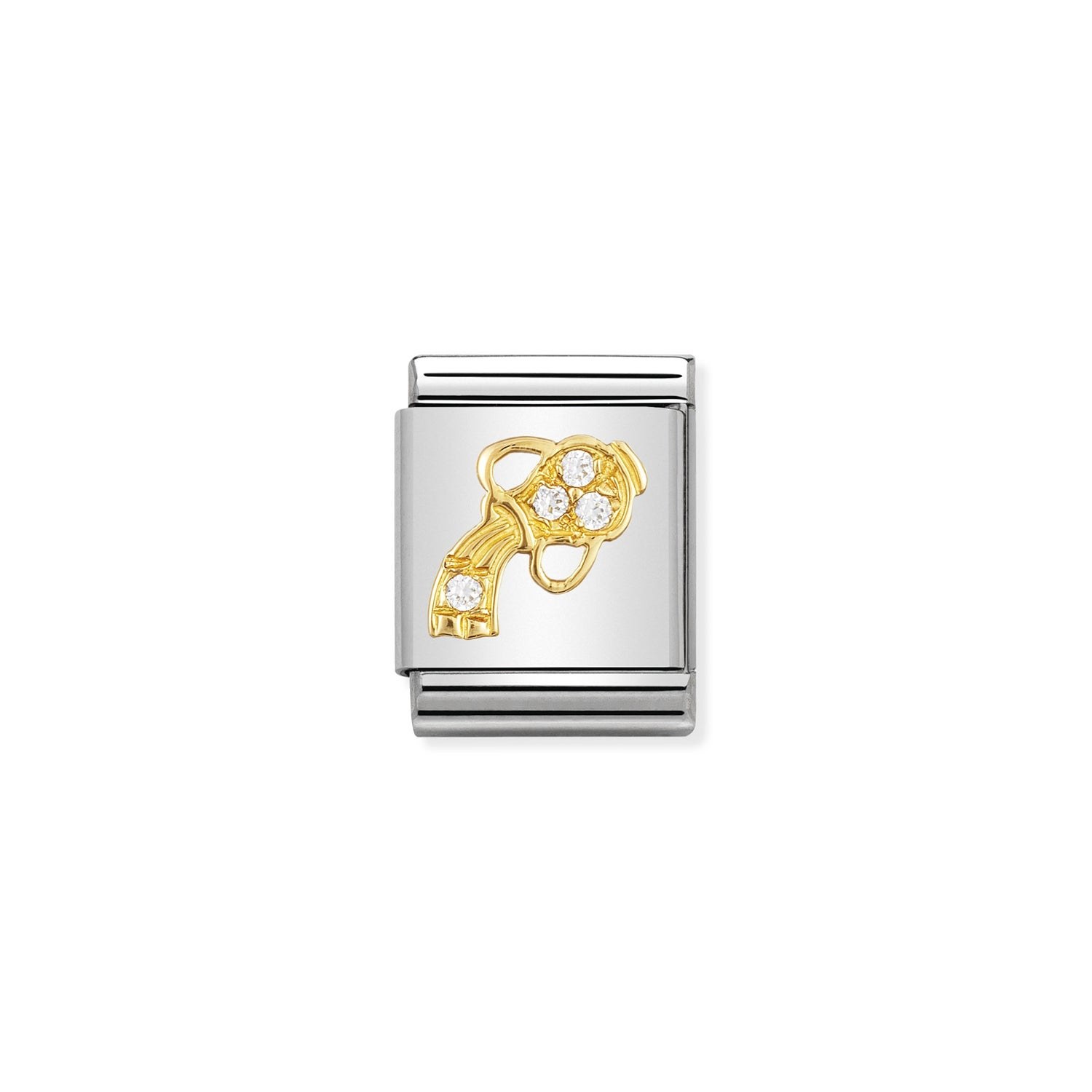 Nomination Composable Big Charm Sternzeichen Wassermann - Edelstahl, Gold 750 Gelbgold, Zirkonia
