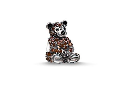 Thomas Sabo K0189-041-2 Braunbär aus Silber mit Kaltemail und braunem Zirkonia, sitzend und liebevoll gestaltet, ideal für Schmuckliebhaber und KARMA BEADS Sammlung.