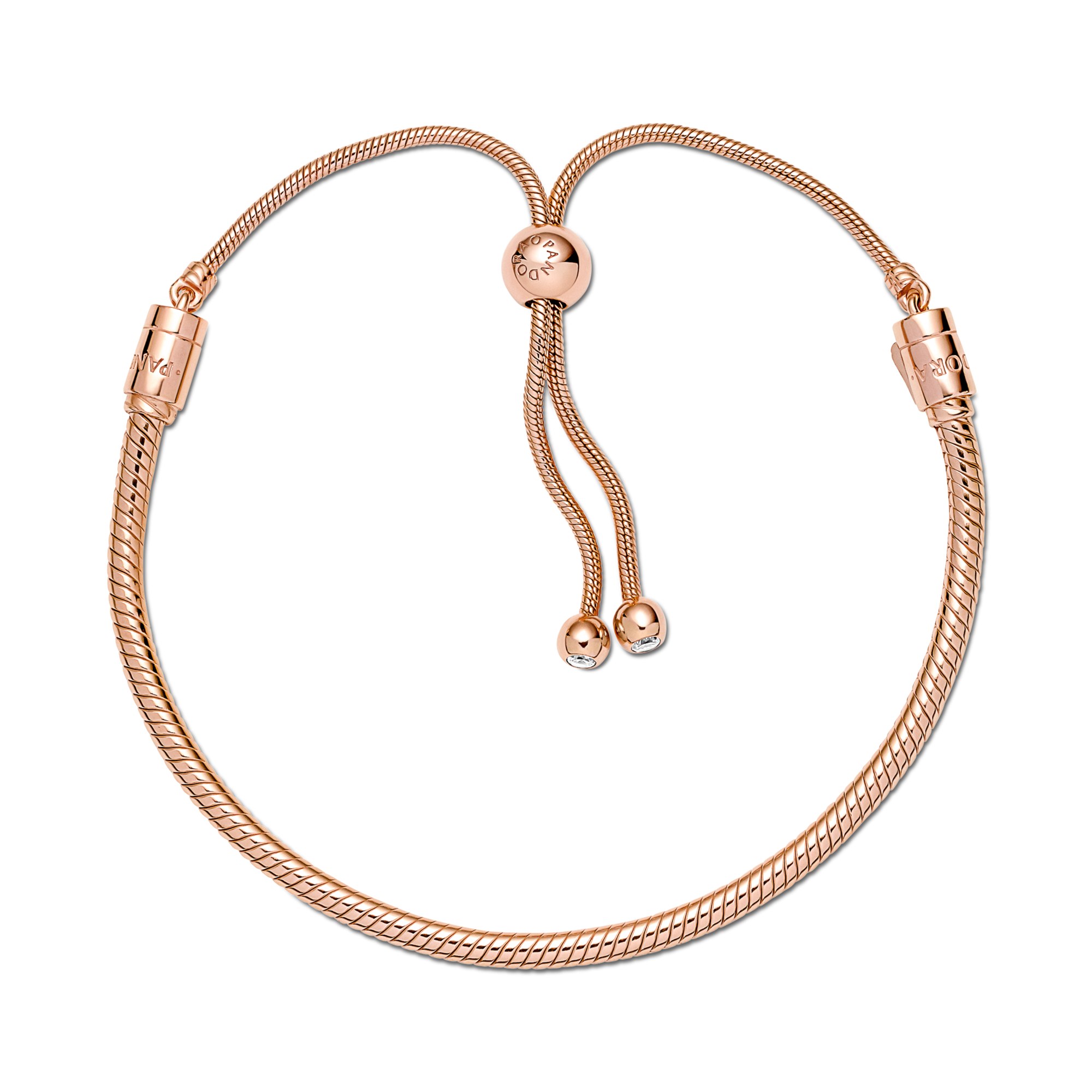 Pandora Schiebeverschluss Schlangen-Gliederarmband - Roségold Vergoldung - Zirkonia 28 cm – Ansicht 3