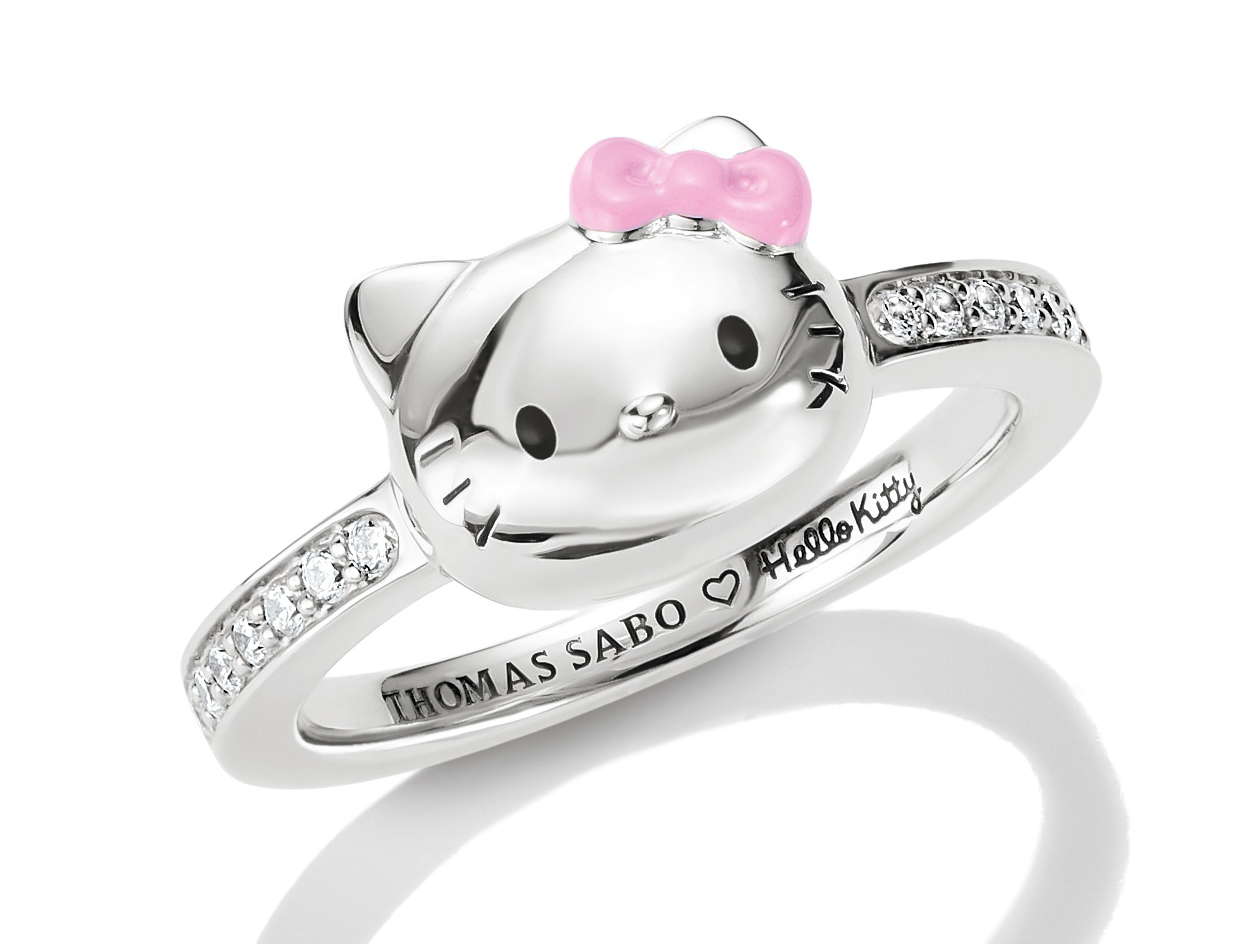Thomas Sabo Hello Kitty TR2549-M06-14-60 - Ring Gr. 60 - versilbert & Emaille