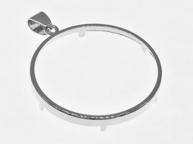 Münzfassung Anhänger aus 925 Sterling Silber rhodiniert, schlichtes Design, geeignet für Münzen bis 37 mm Durchmesser, Hersteller Juwelier Harnisch.
