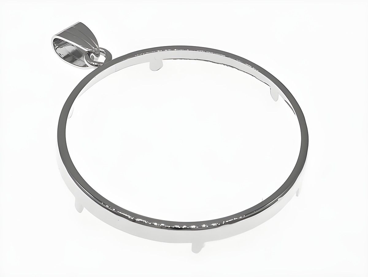 Münzfassung Anhänger aus 925 Sterling Silber rhodiniert, schlichtes Design, geeignet für Münzen bis 37 mm Durchmesser, Hersteller Juwelier Harnisch.