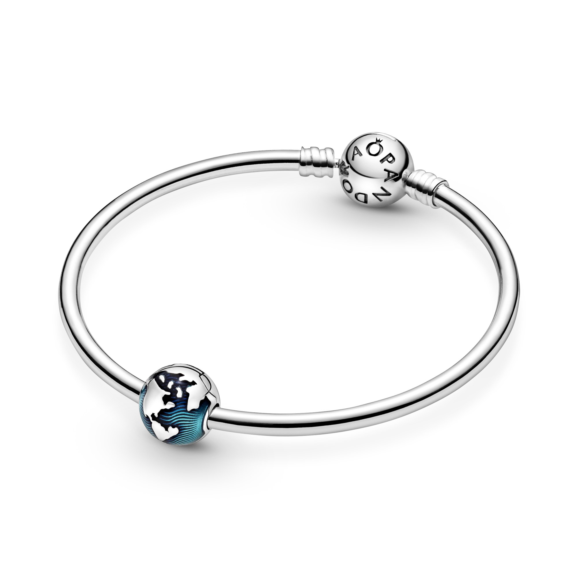 Pandora Silber Blauer Globus Clip Charm – Ansicht 3