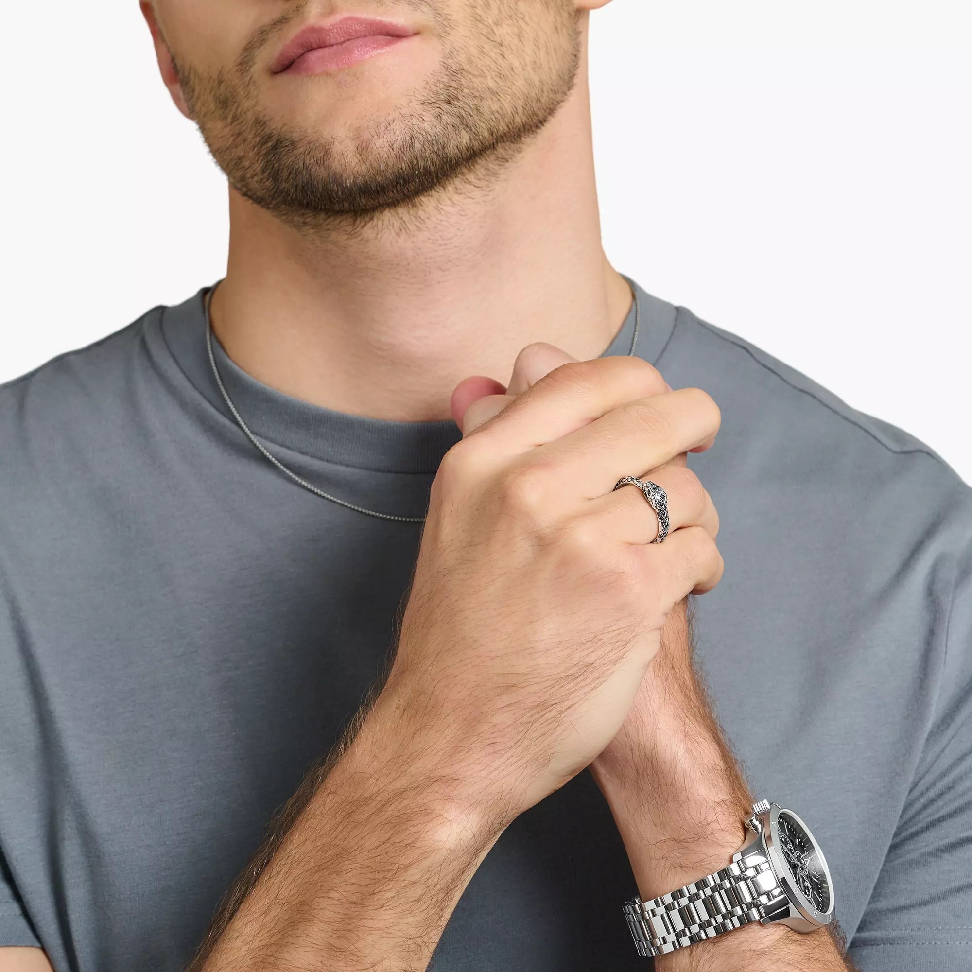 Thomas Sabo Ring geschwärzt Schlange – Silber – Zirkonia – kleine Schlange – Ansicht 2