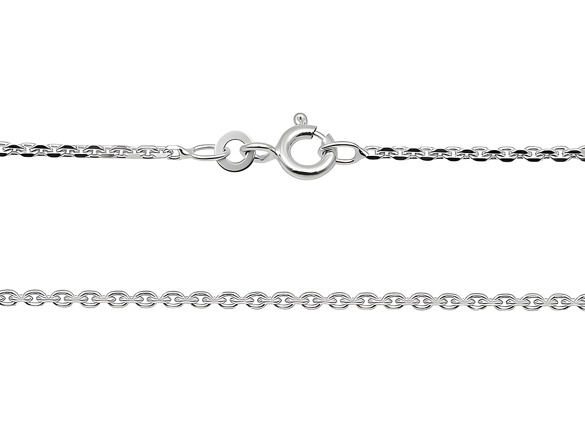 Anker Kette 925 Sterling Silber diamantiert mit einer Länge von 45 cm und einer Breite von 1,7 x 1,7 mm, rhodiniert, Hersteller Juwelier Harnisch.
