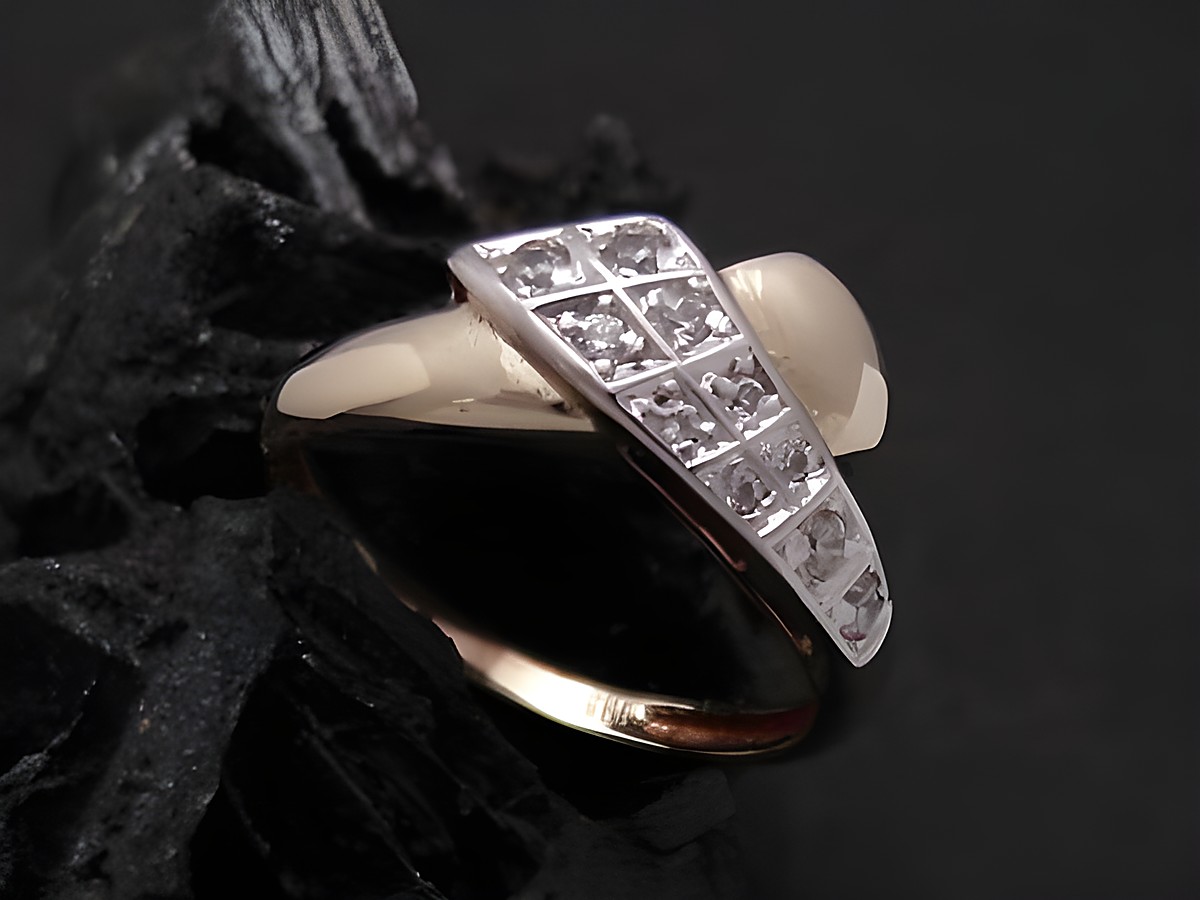 Gold Ring modern Gold 585 bicolor Zirkonia Goldring Gr. 57, Hersteller Juwelier Harnisch bis Gr. 58/18,5 elegant mit funkelnden Steinen und einem besonderen Design.