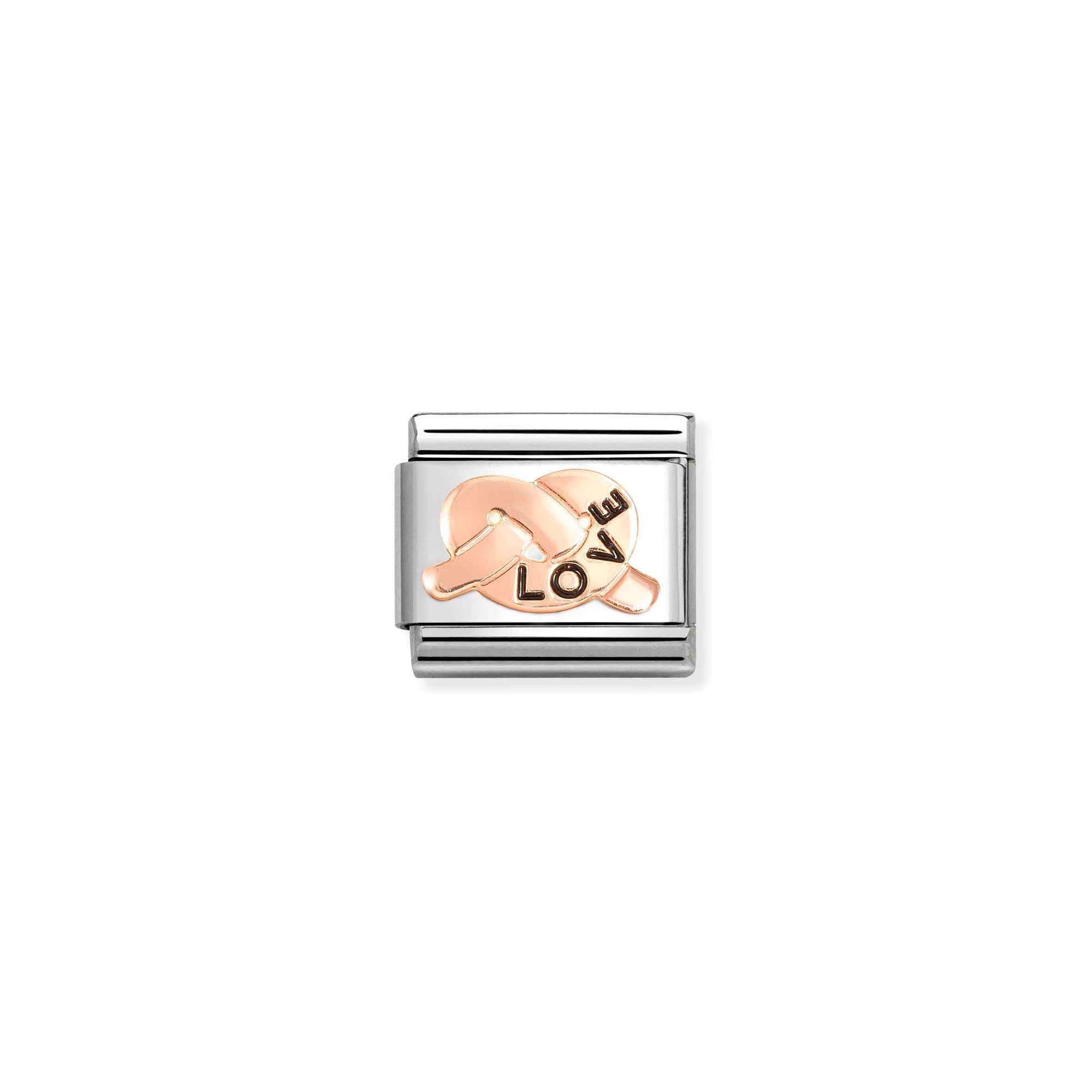Nomination Composable Classic Charm Knoten LOVE - Edelstahl, Gold 375 Roségold
