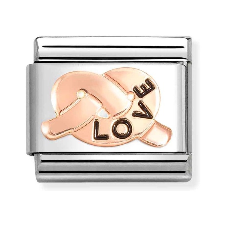 Nomination Composable Classic Charm Knoten LOVE - Edelstahl, Gold 375 Roségold
