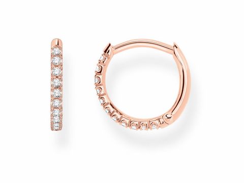 Creole Ohrring aus Silber und Roségold der Thomas Sabo Charming Collection, verziert mit klaren Zirkonia, elegant und stilvoll. Perfekte Ergänzung für jedes Schmuckkästchen.