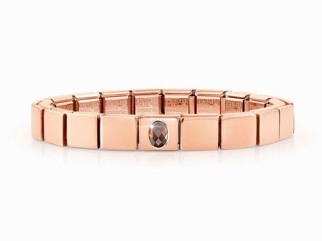 Nomination Classic GLAM Armband Edelstahl Roségold mit Zirkonia CHAMPAGNE, elegant und modern in Design, gefertigt aus hochwertigem Edelstahl mit PVD Roségold-Beschichtung.
