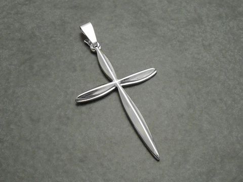 Kreuz Anhänger edel echt Silber rhodiniert mit feinem Muster, Hersteller Juwelier Harnisch, elegant und zeitlos, ideal für jeden Anlass.