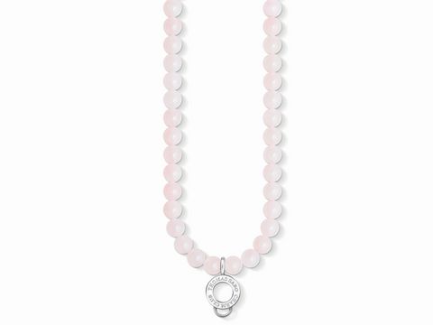 Kette von Thomas Sabo X0237-034-9-L60 aus Silber, ca. 60 cm lang, mit runden rosa Perlen und einem charmanten Anhänger in Form eines Kreises, ideal für jeden Anlass.