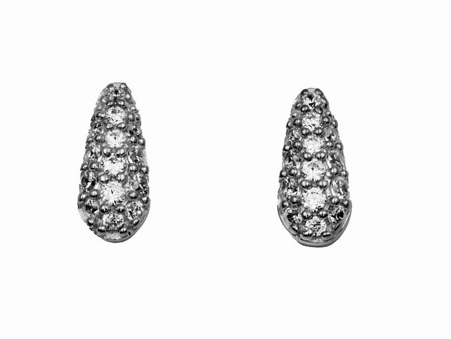 Schlichte Ohrstecker aus 925 Sterling Silber, poliert und rhodiniert, bestückt mit funkelndem Zirkonia, Hersteller Juwelier Harnisch, ideal für elegante Anlässe.