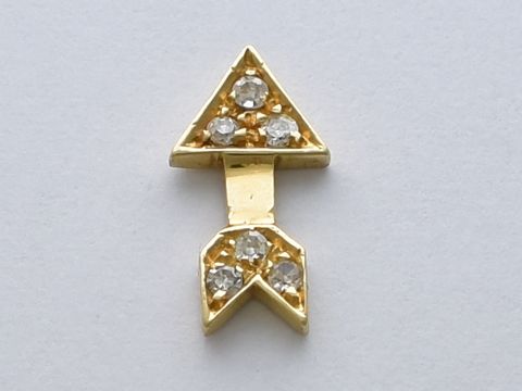 Gold 1 Ohrstecker in Pfeilform aus 750 Gold mit traumhaftem Diamantbesatz von 0,06 ct. W/P1, Hersteller Juwelier Harnisch, Einzelohrringe, 1 Stück.