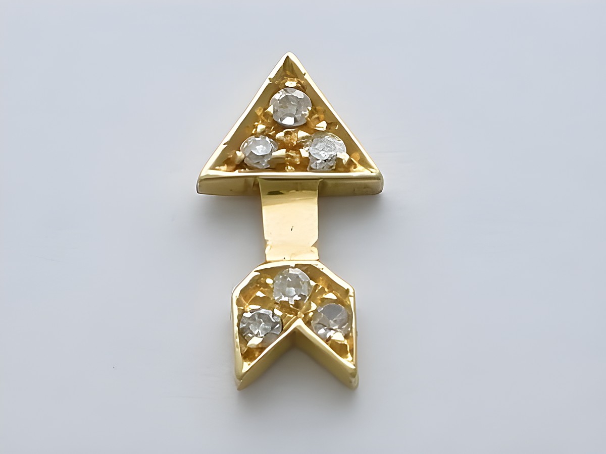 Gold 1 Ohrstecker in Pfeilform aus 750 Gold mit traumhaftem Diamantbesatz von 0,06 ct. W/P1, Hersteller Juwelier Harnisch, Einzelohrringe, 1 Stück.