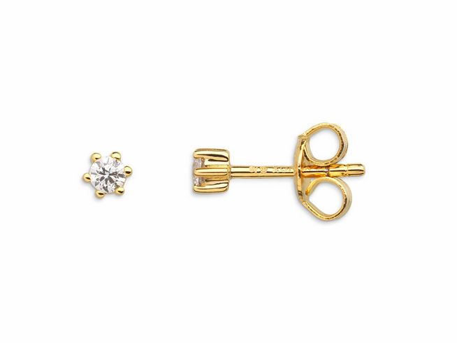 Xenox Sterling Silber Ohrringe XS3515G in Krappe Gold mit gelbgoldveredelt. Elegante Ohrstecker mit funkelndem Stein, ideal für jeden Anlass. Hochwertiger Ohrschmuck von Xenox.