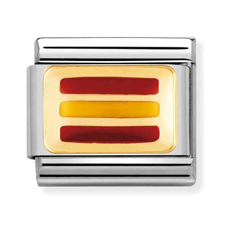 Nomination Composable Classic Charm Flagge Spanien - Edelstahl, Gold 750 Gelbgold, Emaille