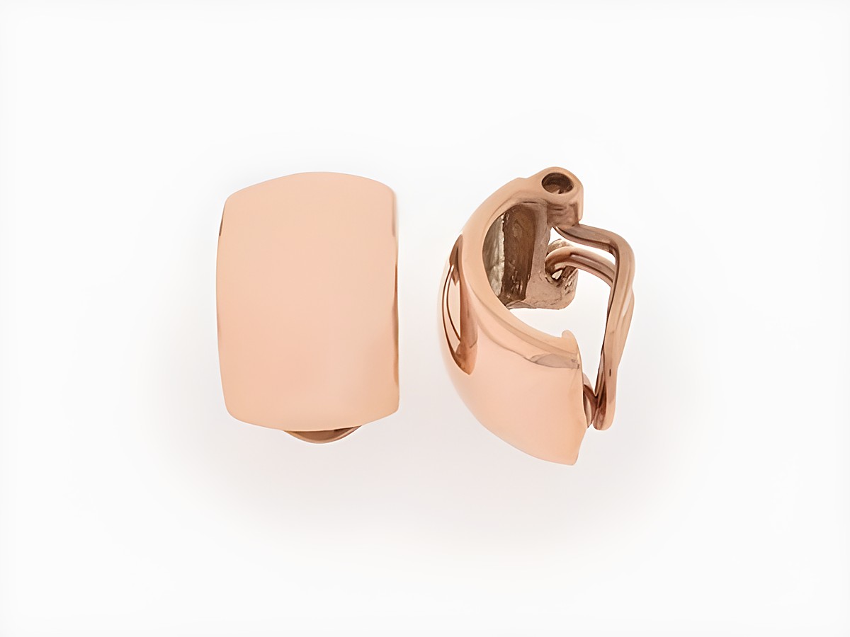 Silber Ohrclip in rosé vergoldet, klassisches Design, Größe 1,4 cm, ideal für jeden Anlass, hergestellt von Juwelier Harnisch, elegante Ohrclips.