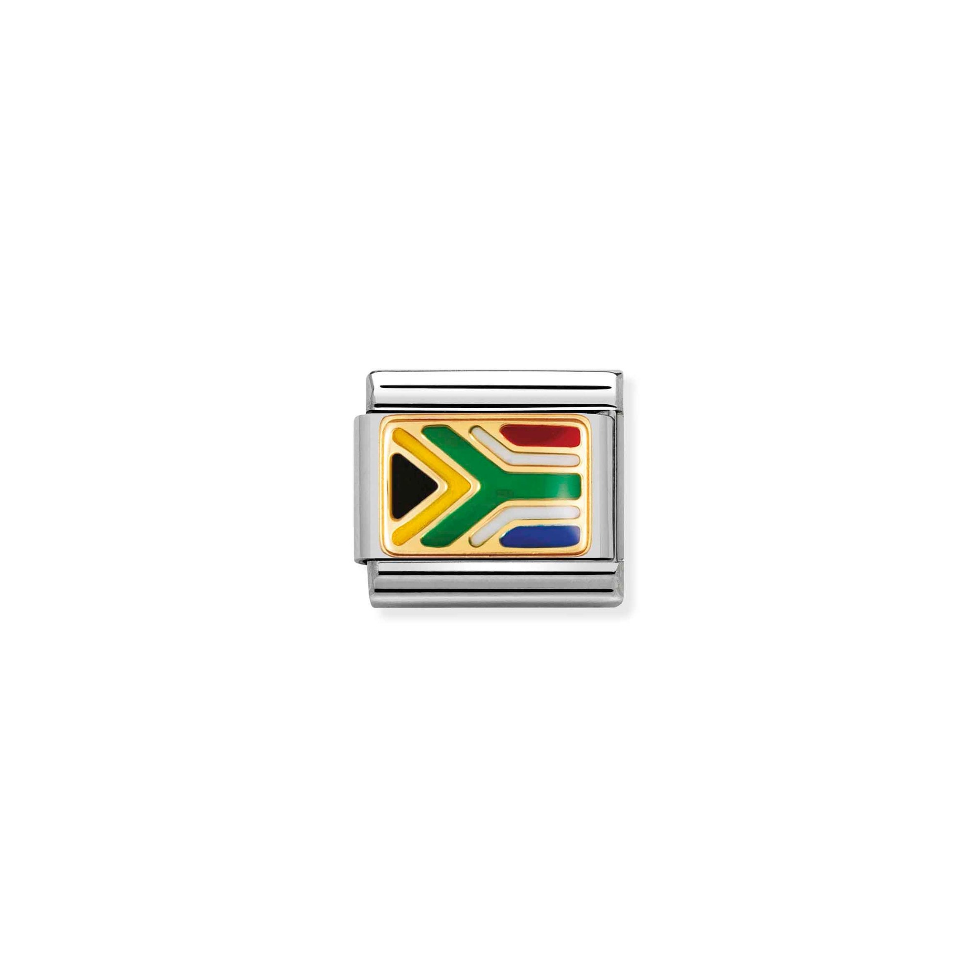 Nomination Composable Classic Charm Flagge Südafrika - Edelstahl, Gold 750 Gelbgold, Emaille
