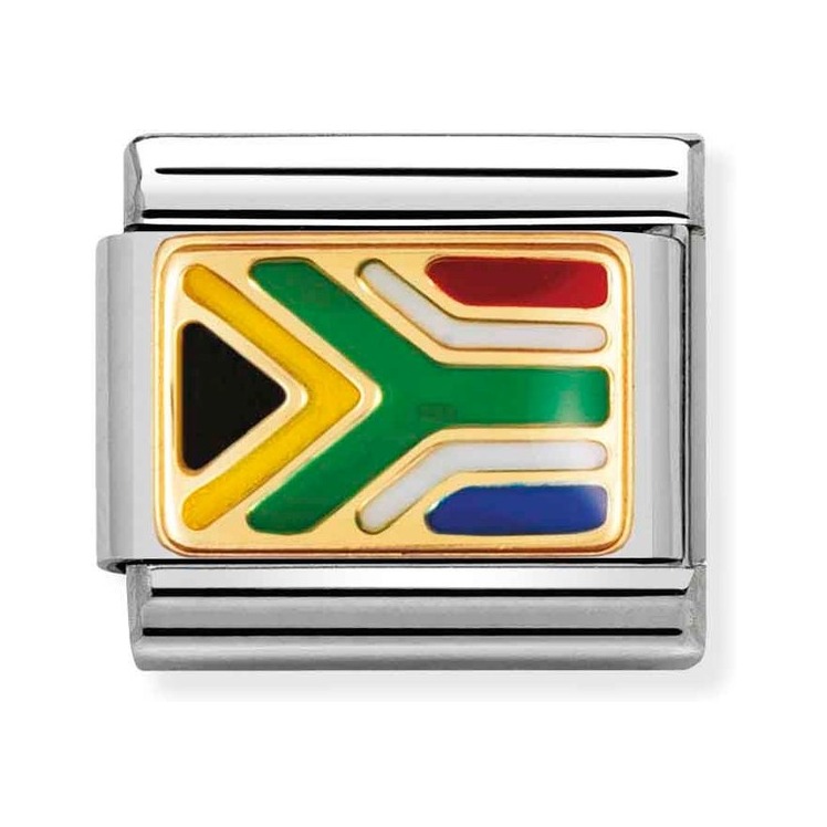 Nomination Composable Classic Charm Flagge Südafrika - Edelstahl, Gold 750 Gelbgold, Emaille