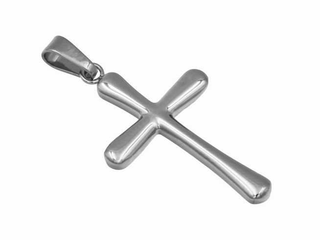 Edelstahl Kreuz Anhänger poliert 28 mm von Juwelier Harnisch, moderner und eleganter Schmuckstück für stilvolle Auftritte, glänzende Oberfläche und zeitloses Design.