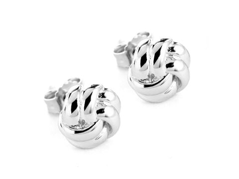 Knoten Ohrstecker verschnörkelt in Silber rhodiniert von Juwelier Harnisch, ohne Stein, zeitloses Design und elegante Ausstrahlung, ideal für jeden Anlass.