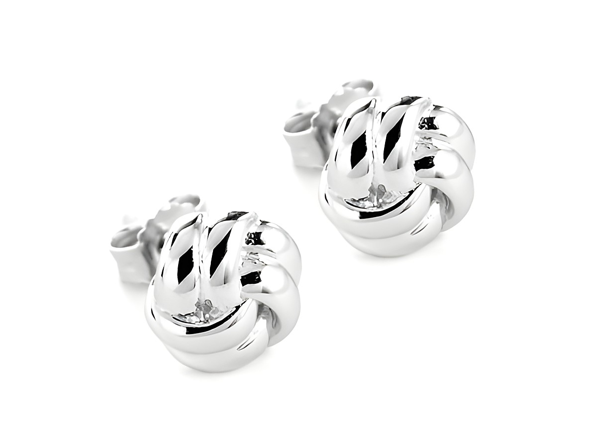 Knoten Ohrstecker verschnörkelt in Silber rhodiniert von Juwelier Harnisch, ohne Stein, zeitloses Design und elegante Ausstrahlung, ideal für jeden Anlass.