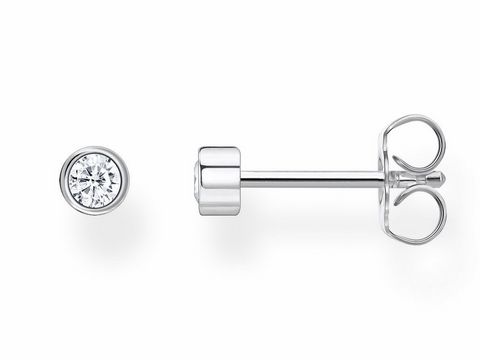 Silberne Ohrstecker aus der Thomas Sabo Charming Collection mit klarem Zirkonia, bestehend aus einem Stecker und einer passenden Rückseite, elegantes und zeitloses Design.