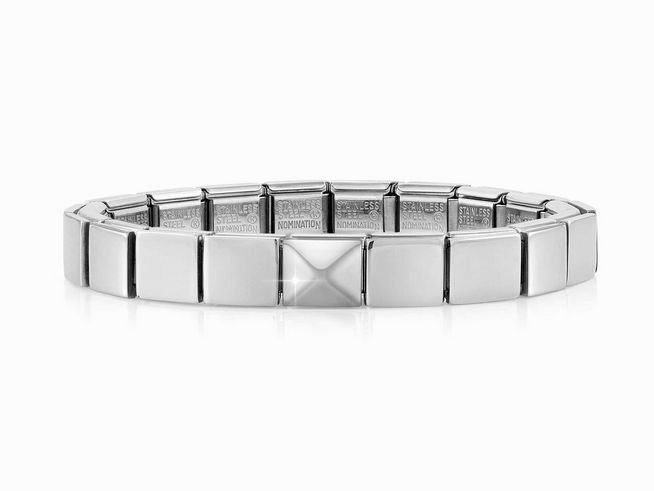 423910101-0 Elegantes Nomination Classic GLAM Armband aus Edelstahl in Silber mit großen Pyramiden-Elementen, perfekt für jeden Anlass und zeitlos im Design.