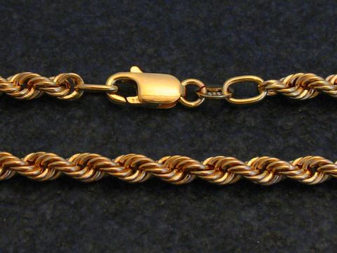 Kordelkette in nostalgischem Gelbgold 585, 45 cm lang und 3,5 mm dick, mit hochwertigem Verschluss, Hersteller Juwelier Harnisch, ideal für elegante Anlässe.