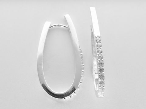 301089-0 Silber Creolen 2,5 cm oval aus Sterling Silber mit Zirkonia, Hersteller Juwelier Harnisch, elegantes Design bis 25 mm ideal für jeden Anlass.