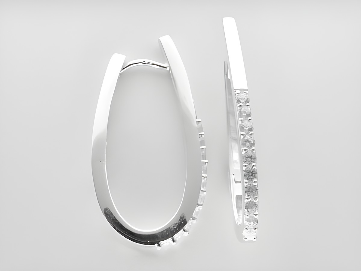 Silber Creolen 2,5 cm oval aus Sterling Silber mit Zirkonia, Hersteller Juwelier Harnisch, elegantes Design bis 25 mm ideal für jeden Anlass.