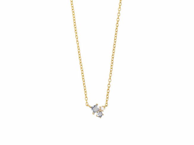 Xenox Sterling Silber Kette XS2356G - 40-45 cm - SPLASH - in Gelbgold vergoldet mit einer filigranen Kareekette und dekorativen Details. Ideal für elegante Anlässe.