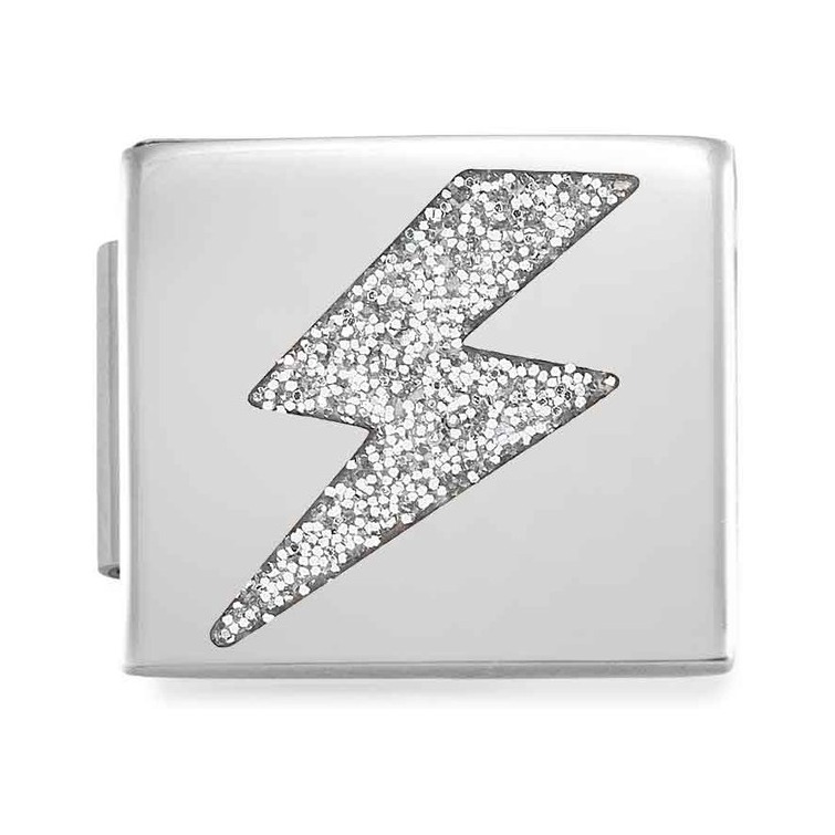 Nomination Classic GLAM Link Edelstahl mit Emaille - Thunderbolt Silber GLITTER