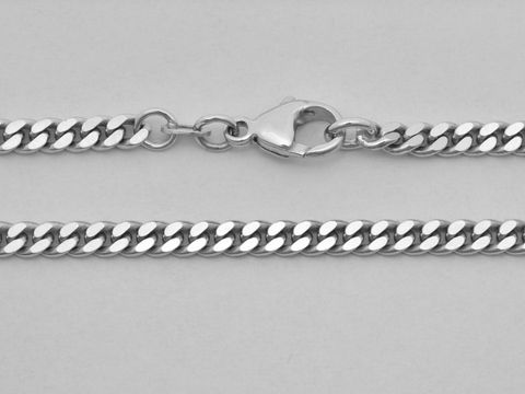 47447-0 Panzer Kette aus Weißgold 585 in der Länge 45 cm und einer Breite von 3,3 x 1,4 mm, gefertigt vom Juwelier Harnisch, mit einem praktischen Karabinerverschluss.