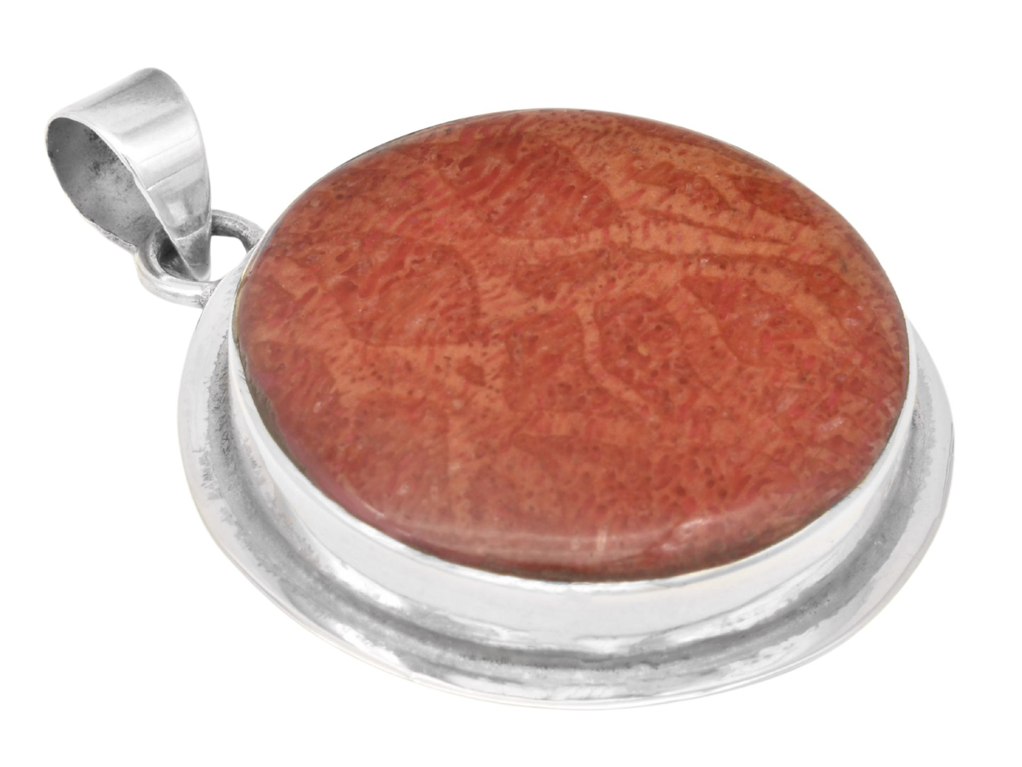 Anhänger Schaumkoralle DESIGN - Sterling Silber 925 - poliert - Schaumkoralle Rot