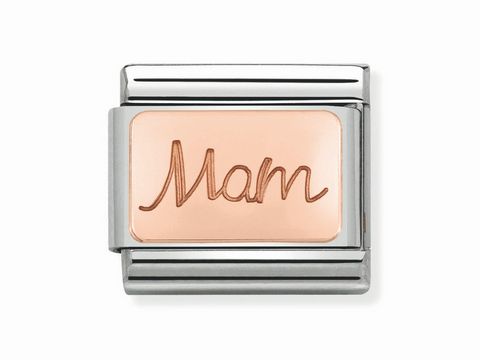 Roségoldenes Armbandglied von Nomination Classic mit dem Schriftzug Mam, elegantes Design für persönliche Ausdrucksweise. Ideal als Geschenk oder für den täglichen Gebrauch.