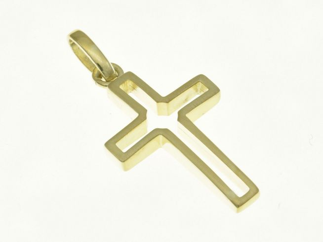 Kreuz Anhänger aus Sterling Silber, gelbgold vergoldet, Hersteller Juwelier Harnisch, schlichtes Design, ideal als dekoratives Schmuckstück oder Geschenk.