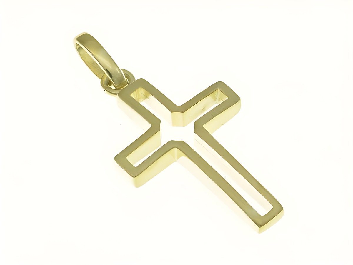 Kreuz Anhänger aus Sterling Silber, gelbgold vergoldet, Hersteller Juwelier Harnisch, schlichtes Design, ideal als dekoratives Schmuckstück oder Geschenk.