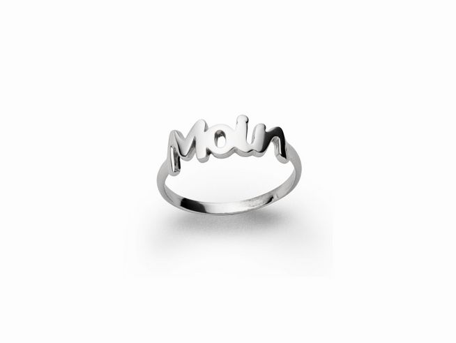 Sterling Silber Ring von DUR mit der Aufschrift Moin in geschwungener Schriftart, Größe 54, glänzende Oberfläche und modernes Design. Ideal für jeden Anlass.