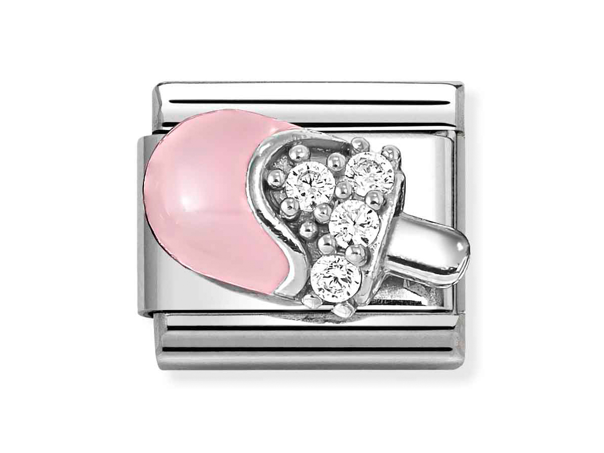 Nomination 330328 20 - CLASSIC Symbol aus Sterling Silber - Emaille & Zirkonia - rosa Eis - Weiß