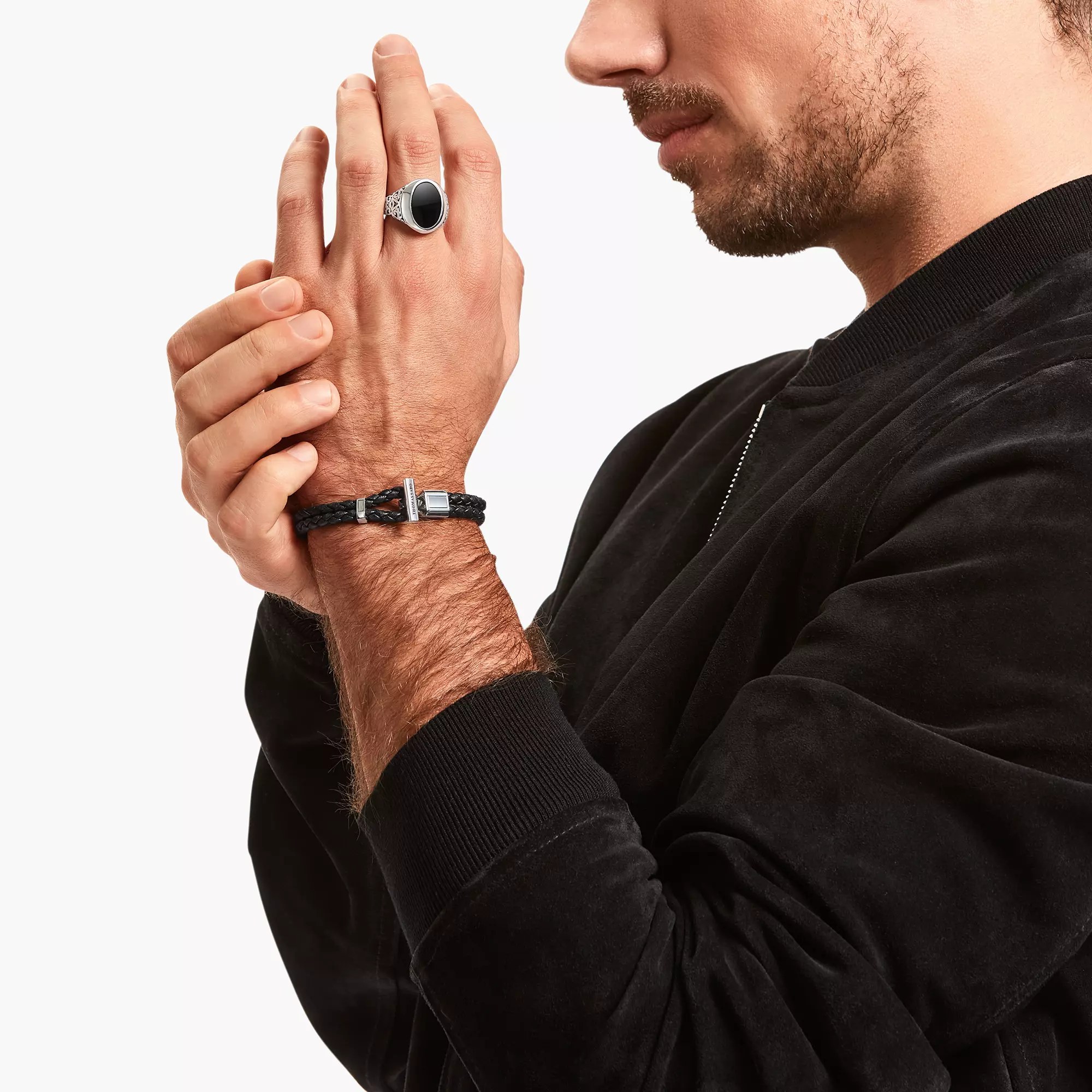 Thomas Sabo Lederarmband doppelt in Schwarz Silber – Leder – 17 cm – Ansicht 2
