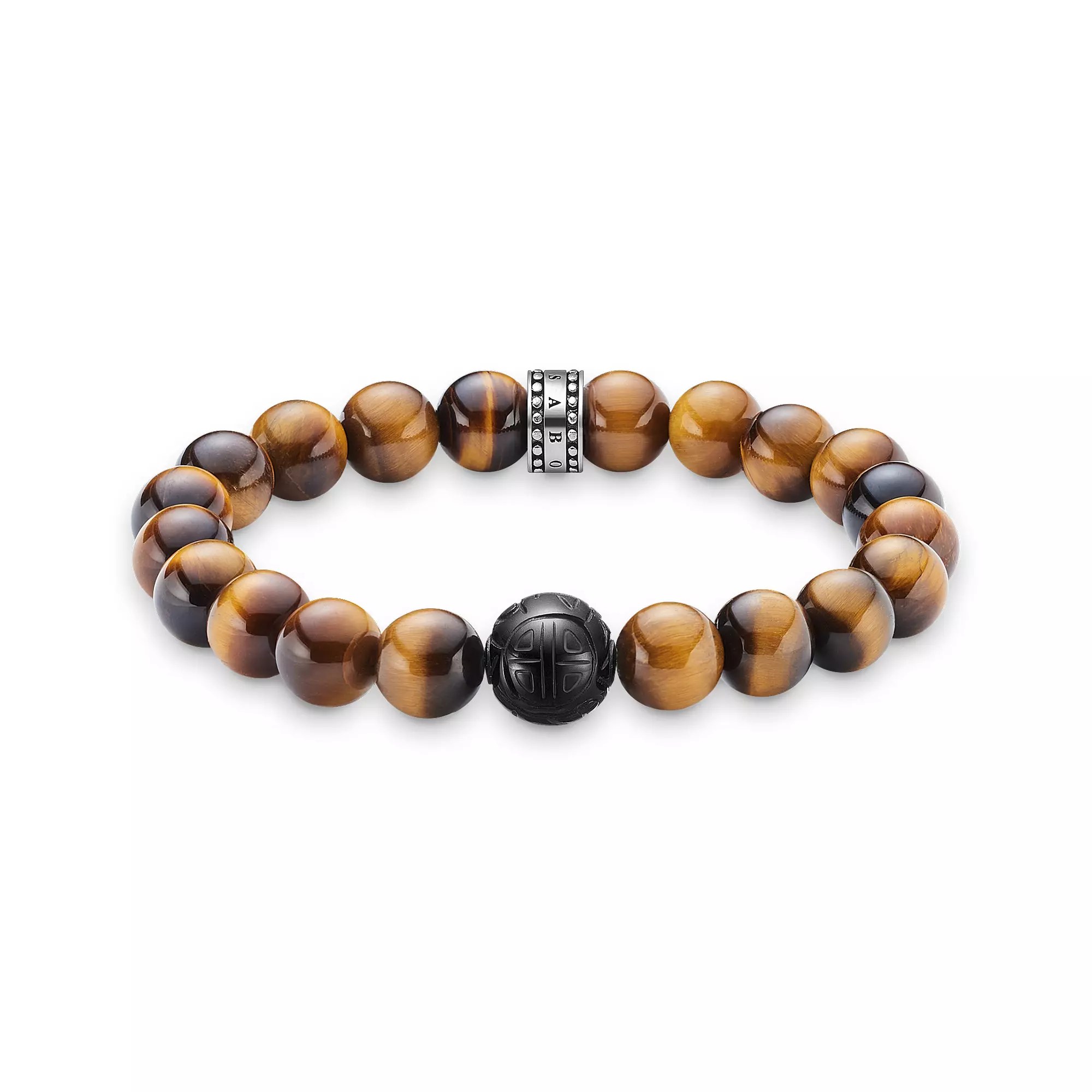 Thomas Sabo Armband 19 cm - Silber - geschwärzt - Obsidian - Tigerauge braun - Sterling Silver