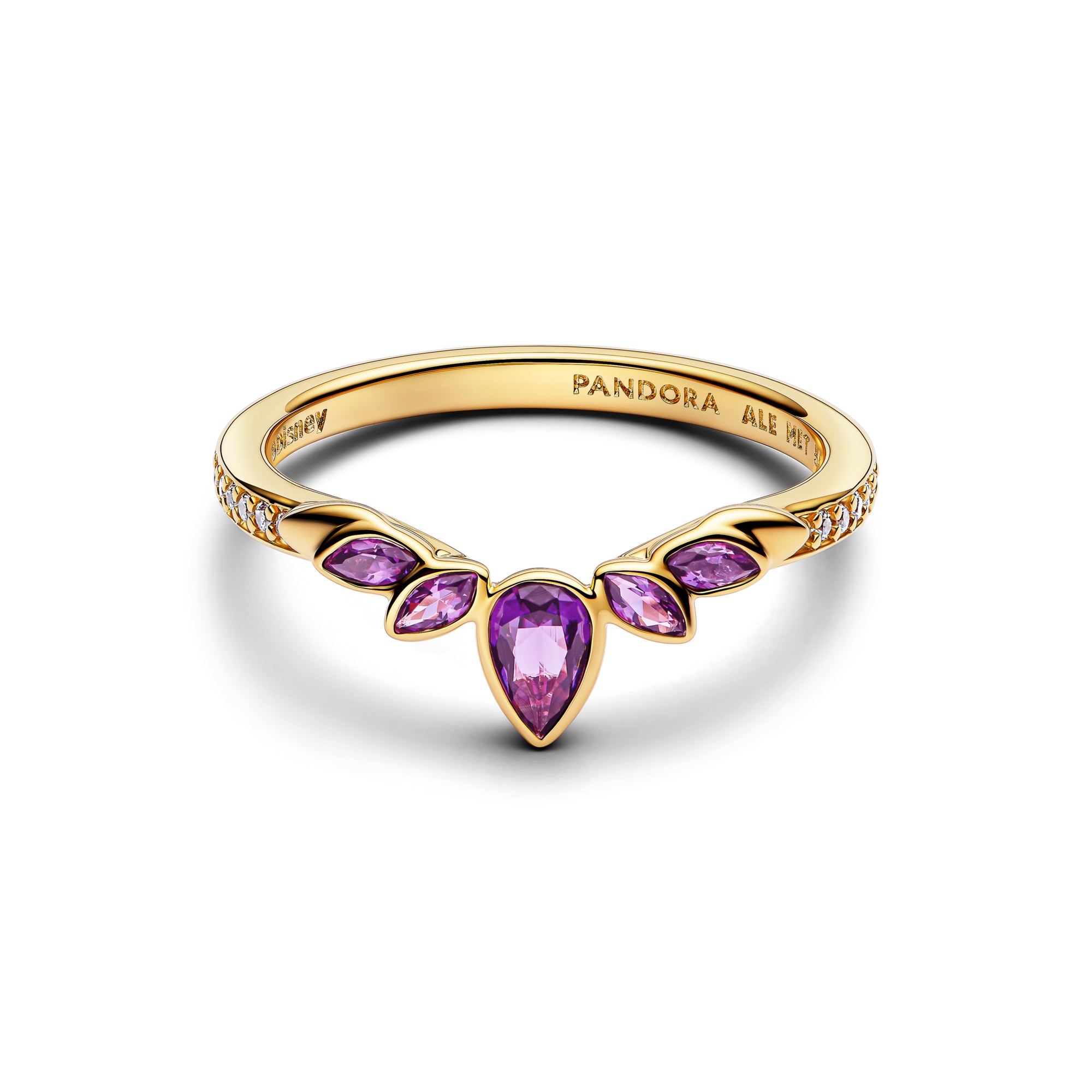 Pandora Disney Die Eiskönigin Anna Diadem-Ring - Gelbgold Vergoldung - Steinmix Lila – Ansicht 2