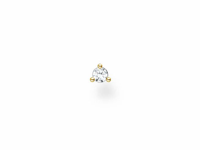 Thomas Sabo Charming Ohrstecker aus Sterling Silber in vergoldeter Ausführung mit einem weißen Zirkonia Stein, der elegant und dezent wirkt. Ideal für jeden Anlass.