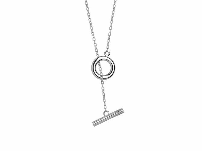 Xenox Sterling Silber Kette XS2283 in 45 cm mit einer eleganten Kareekette, die einen runden Anhänger und einen glänzenden, besetzten Balken kombiniert. Ideal für modische Akzente.
